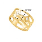 Bague Femme graphique Plaqué Or et Oxydes de zirconium MURAT, largeur