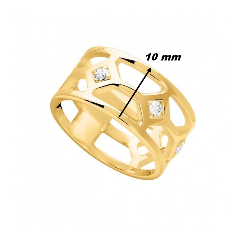Bague Femme graphique Plaqué Or et Oxydes de zirconium MURAT, largeur
