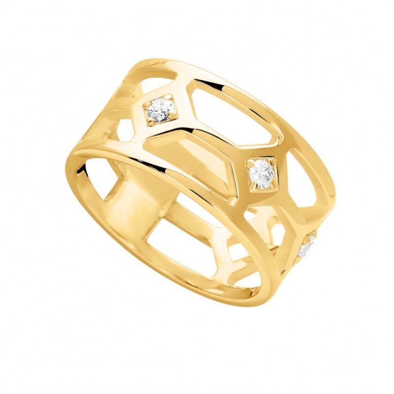 Bague Femme graphique Plaqué Or et Oxydes de zirconium MURAT