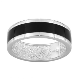 Bague Homme Argent laque noire Murat