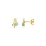 Boucles d'oreilles femme or jaune et topazes bleues