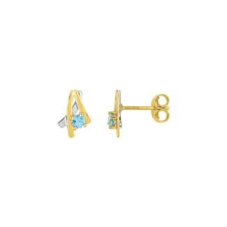 Boucles d'oreilles femme or jaune et topazes bleues