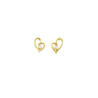 Boucles d’oreilles cœur Femme Or jaune 750/1000 et Oxydes de zirconium ROBBEZ MASSON