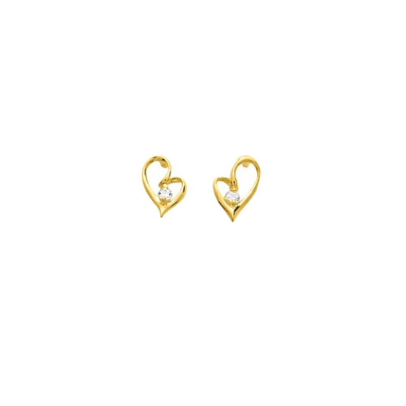 boucles-oreilles-clou-coeur-femme-or-jaune-750-oxydes-robbez-masson-8170Z Boucles d’oreilles cœur Femme Or jaune 750/1000 et Oxydes de zirconium ROBBEZ MASSON