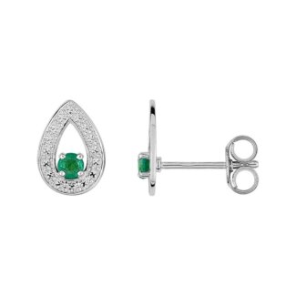 Boucles d’oreilles Femme Or blanc 750/1000 et Emeraudes ROBBEZ MASSON