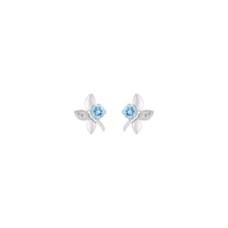 Boucles d’oreilles clous Femme Or blanc750/1000, Topazes et Oxydes de zirconium ROBBEZ MASSON