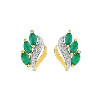 Boucles d’oreilles Femme Or jaune750/1000, Rhodium et Emeraudes ROBBEZ MASSON