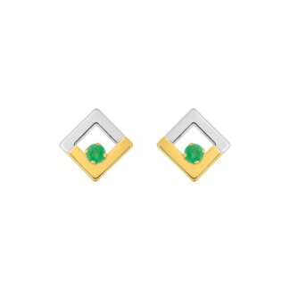 Boucles d’oreilles Femme Or jaune 750/1000, Rhodium et Emeraudes ROBBEZ MASSON