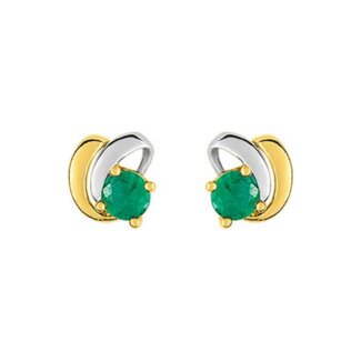 Boucles d’oreilles Femme Or jaune 750/1000, Rhodium et Emeraudes ROBBEZ MASSON