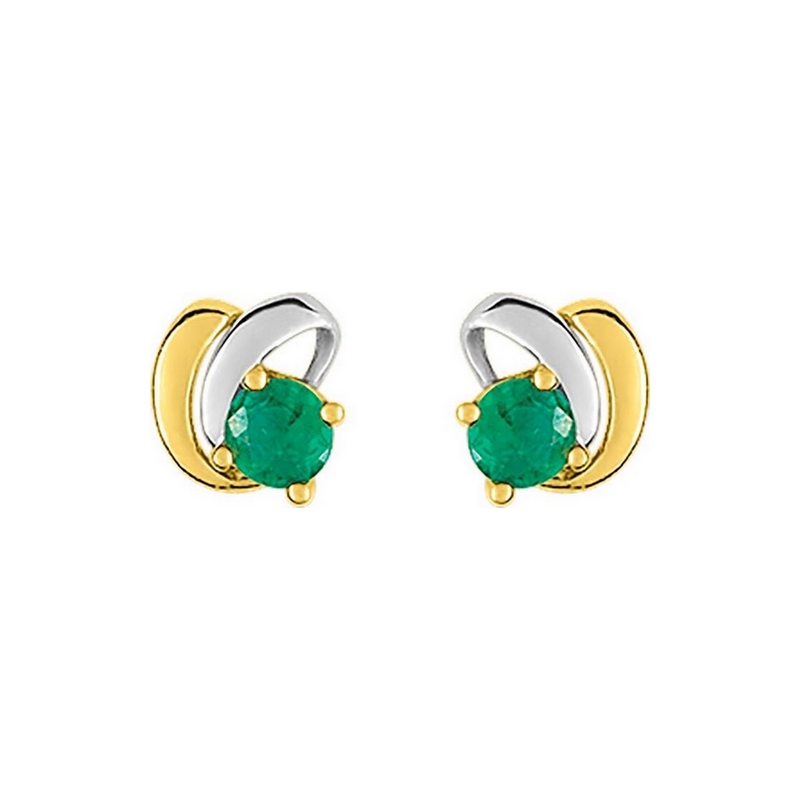 boucles-oreilles-clou-femme-or-jaune-750-rhodium-emeraudes-robbez-masson-GJ213BE Boucles d’oreilles Femme Or jaune 750/1000, Rhodium et Emeraudes ROBBEZ MASSON