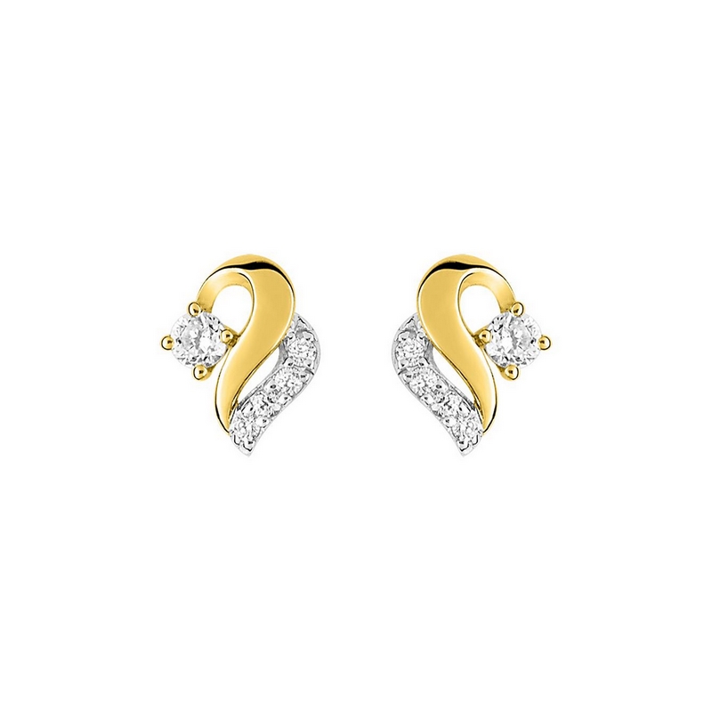 Boucles d’oreilles Femme Or jaune 750/1000 , Rhodium et Oxydes de zirconium ROBBEZ MASSON