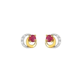 Boucles d’oreilles Femme Rubis, Or jaune et blanc 750/1000 ROBBEZ MASSON