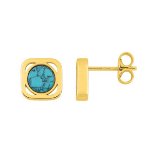Boucles d'oreilles clou Femme Plaqué Or Turquoise MURAT