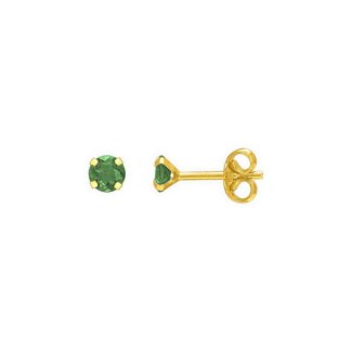Boucles d’oreilles clou 2,5 mm Femme Or jaune 750/1000 et Emeraude ROBBEZ MASSON