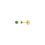 Boucles d’oreilles clou 2 mm Femme Or jaune 750/1000 et Emeraude ROBBEZ MASSON