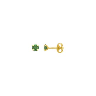 Boucles d’oreilles clou 2 mm Femme Or jaune 750/1000 et Emeraude ROBBEZ MASSON