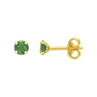 Boucles d’oreilles clou 3 mm Femme Or jaune 750/1000 et Emeraude ROBBEZ MASSON