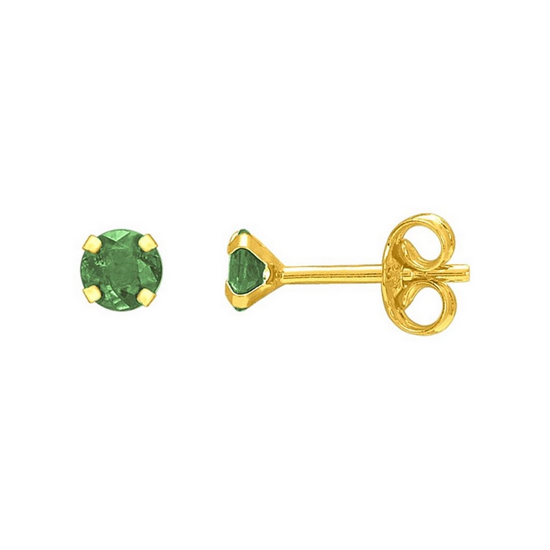 boucles-oreilles-clou-or-jaune-750-emeraude-robbez-masson-8035-3E Boucles d’oreilles clou 3 mm Femme Or jaune 750/1000 et Emeraude ROBBEZ MASSON
