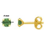 Boucles d’oreilles clou 4 mm Femme Or jaune 750/1000 et Emeraude ROBBEZ MASSON