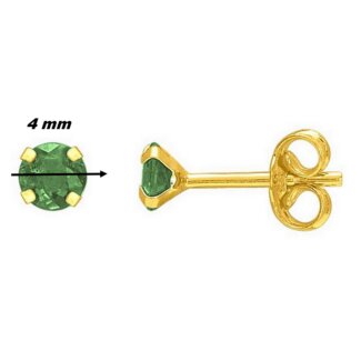 Boucles d’oreilles clou 4 mm Femme Or jaune 750/1000 et Emeraude ROBBEZ MASSON