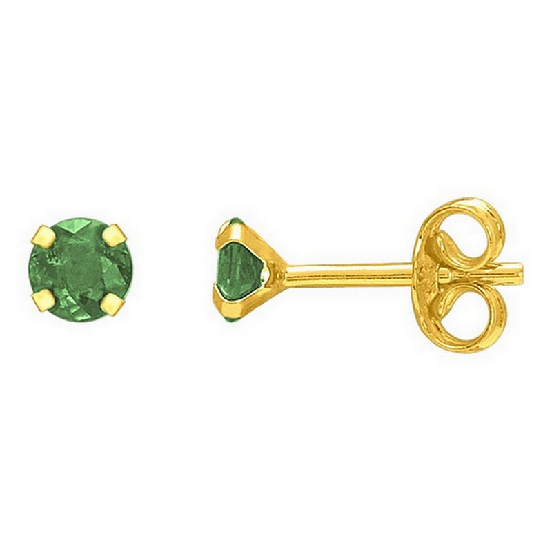boucles-oreilles-clou-or-jaune-750-emeraude-robbez-masson-8035-4E Boucles d’oreilles clou 4 mm Femme Or jaune 750/1000 et Emeraude ROBBEZ MASSON