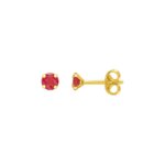 Boucles d’oreilles clous 2.5 mm Femme Or jaune 750/1000 et Rubis ROBBEZ MASSON