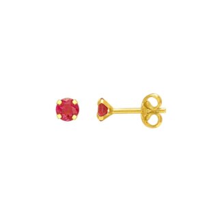 Boucles d’oreilles clous 2.5 mm Femme Or jaune 750/1000 et Rubis ROBBEZ MASSON