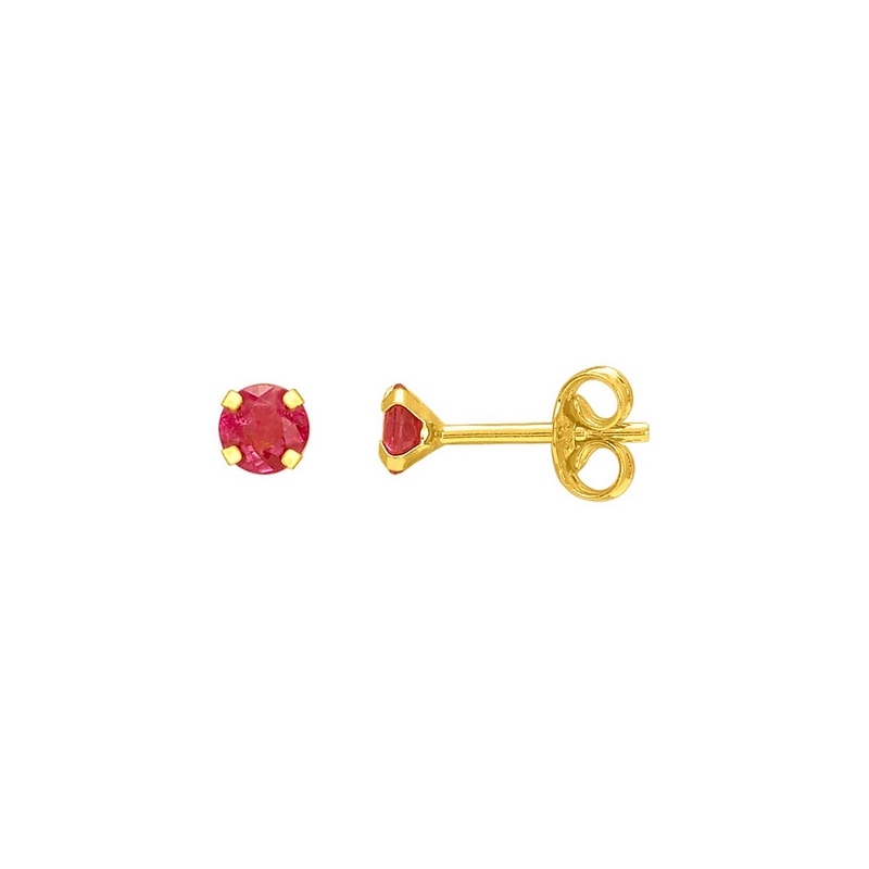boucles-oreilles-clou-or-jaune-750-rubis-robbez-masson-8035-.25R Boucles d’oreilles clous 2.5 mm Femme Or jaune 750/1000 et Rubis ROBBEZ MASSON