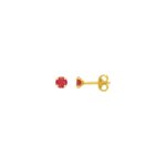 Boucles d’oreilles clous 2 mm Femme Or jaune 750/1000 et Rubis ROBBEZ MASSON