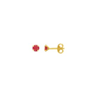 Boucles d’oreilles clous 2 mm Femme Or jaune 750/1000 et Rubis ROBBEZ MASSON