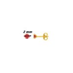 Boucles d’oreilles clous 2 mm Femme Or jaune 750/1000 et Rubis ROBBEZ MASSON, diamètre