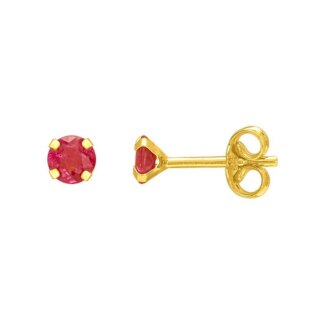 Boucles d’oreilles clous 3 mm Femme Or jaune 750/1000 et Rubis ROBBEZ MASSON