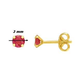 Boucles d’oreilles clous 3 mm Femme Or jaune 750/1000 et Rubis ROBBEZ MASSON, diamètre