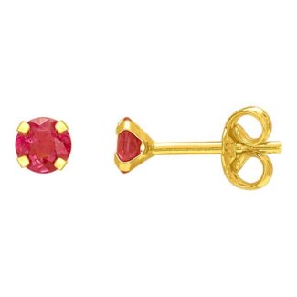 Boucles d’oreilles clous 4 mm Femme Or jaune 750/1000 et Rubis ROBBEZ MASSON