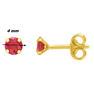 Boucles d’oreilles clous 4 mm Femme Or jaune 750/1000 et Rubis ROBBEZ MASSON