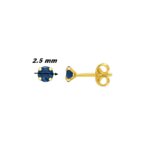 Boucles d’oreilles clous 2.5 mm Femme Or jaune 750/1000 et Saphir ROBBEZ MASSON, diamètre