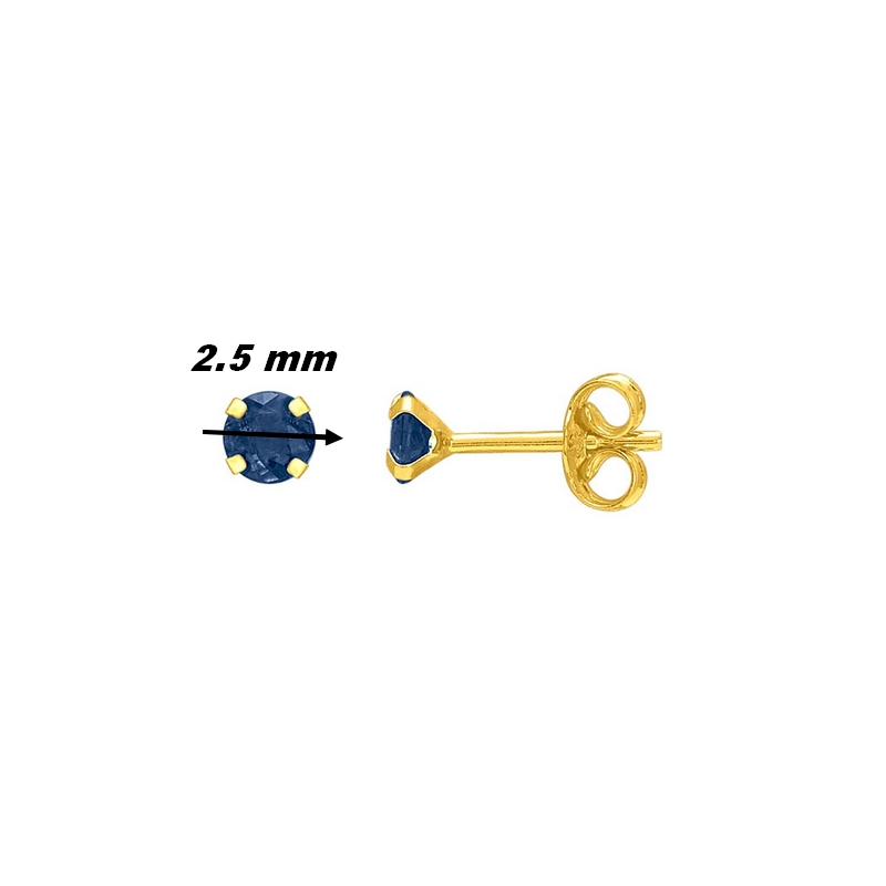boucles-oreilles-clou-or-jaune-750-saphir-robbez-masson-8035-.25S-diametre Boucles d’oreilles clous 2.5 mm Femme Or jaune 750/1000 et Saphir ROBBEZ MASSON, diamètre