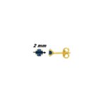 Boucles d’oreilles clous 2 mm Femme Or jaune 750/1000 et Saphir ROBBEZ MASSON, diamètre