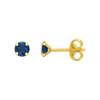 Boucles d’oreilles clous 3 mm Femme Or jaune 750/1000 et Saphir ROBBEZ MASSON