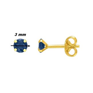 Boucles d’oreilles clous 3 mm Femme Or jaune 750/1000 et Saphir ROBBEZ MASSON, diamètre