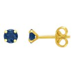 Boucles d’oreilles clous 4 mm Femme Or jaune 750/1000 et Saphir ROBBEZ MASSON