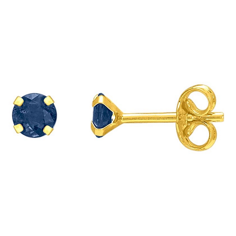 Boucles d’oreilles clous 4 mm Femme Or jaune 750/1000 et Saphir ROBBEZ MASSON