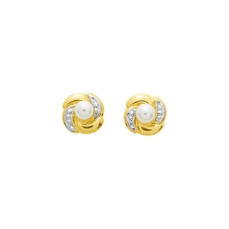 Boucles d’oreilles clous Perles de culture 3 mm, Or jaune 750/1000, Rhodium ROBBEZ MASSON