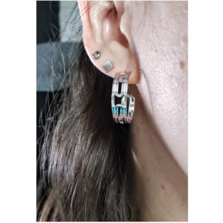 Boucles d'oreilles créoles Femme Argent MURAT portées
