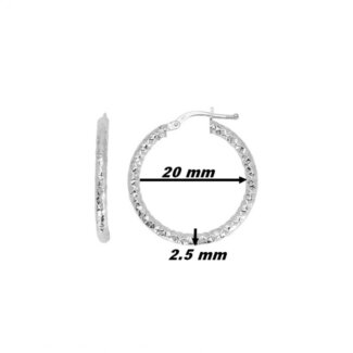 Boucles d’oreilles créoles facettée Femme Or blanc 750/1000 ROBBEZ MASSON, dimensions