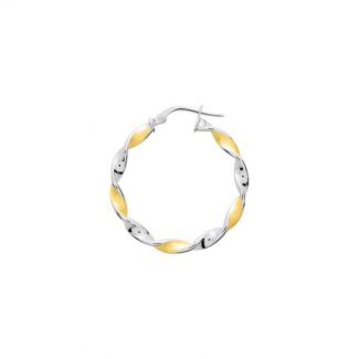 Boucles d’oreilles créoles Femme torsadées, Or jaune 750/1000 et Rhodium ROBBEZ MASSON