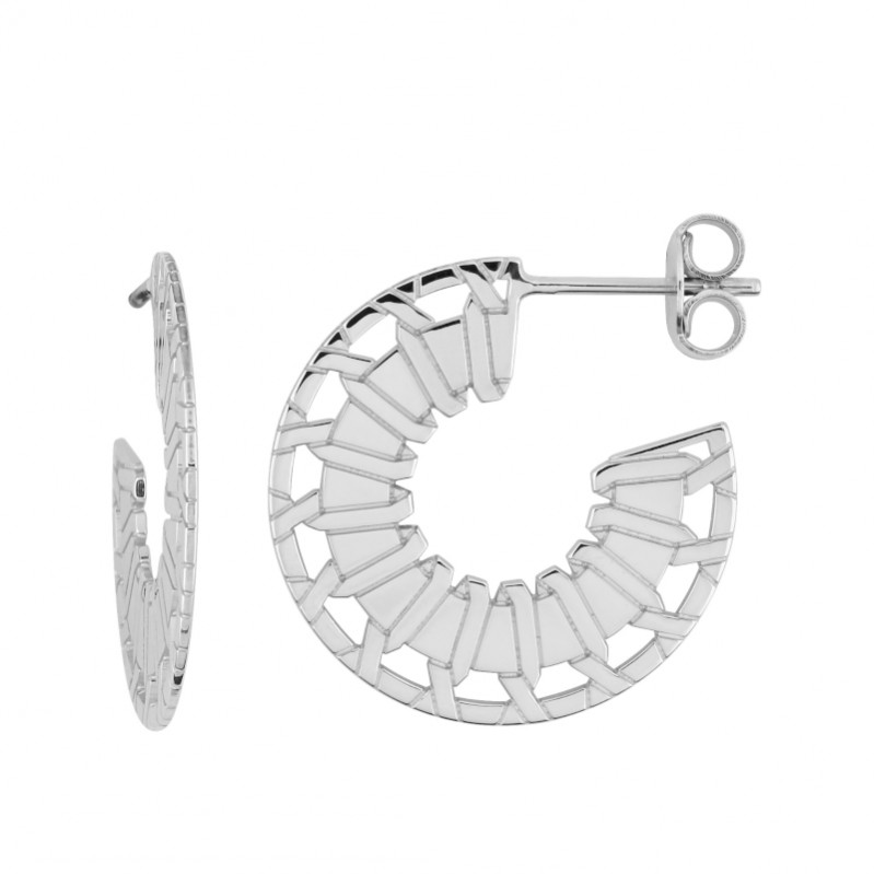 boucles-oreilles-demi-creoles-graphique-femme-argent-murat-305251 Boucles d'oreilles demi créoles Femme Argent MURAT