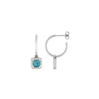 Boucles d'oreilles demi créoles Femme Argent et Turquoise MURAT