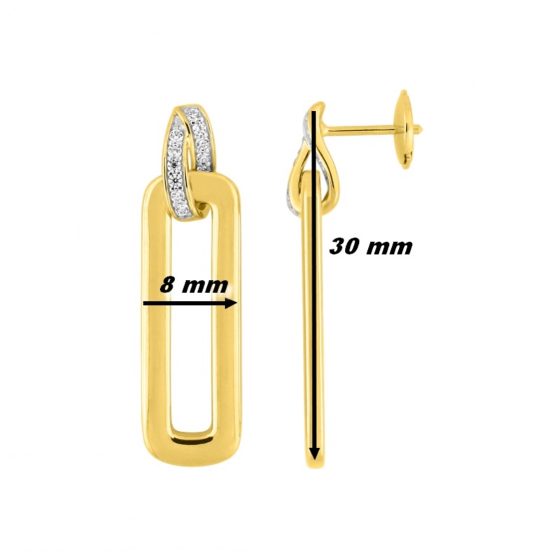 Boucles d'oreilles femme pendantes Plaqué Or et Oxydes Guy Laroche dimensions