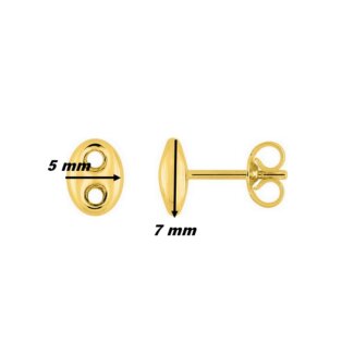 Boucles d’oreilles clou Or jaune 750/100 grain de café ROBBEZ MASSON, dimensions